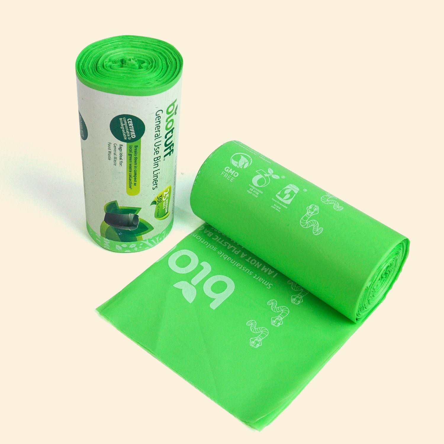 30L Bin Bags Home Compostable, General Use Bin Liners (25 bags