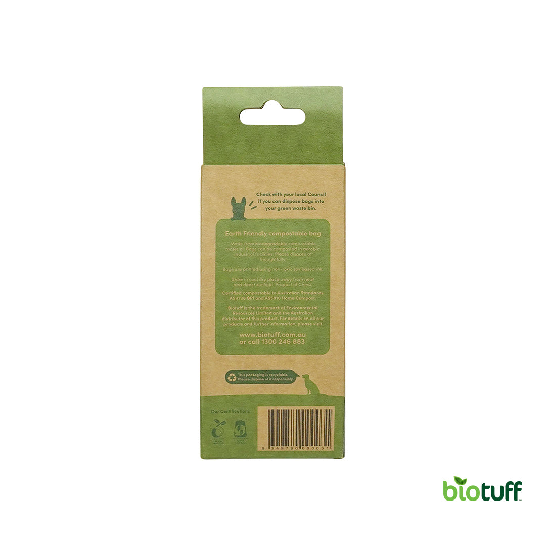Compostable Dog Waste Bags (4 rolls - 60 Bags) Including 1 Felt Eco Pouch Dispenser