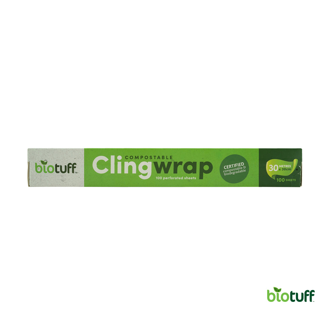 Biodegradable and Compostable Cling Wrap - 100 perforated Sheets x 30 Metre Wide