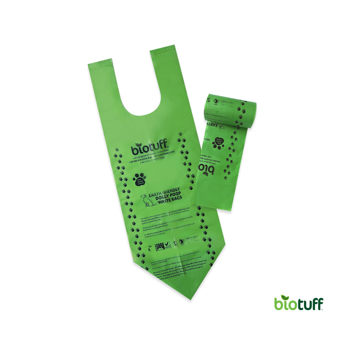 Compostable Dog Waste Bags (4 rolls 60 Bags) Including 1 Felt Eco Pouch Dispenser - Carton Of 36 Units - 144 Rolls