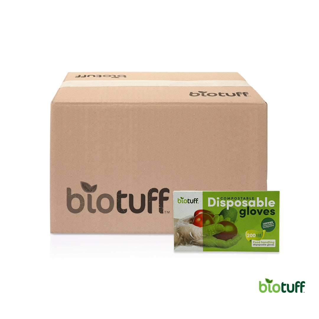 Compostable Disposable Kitchen Gloves Large Size 200 Gloves Per Box 20 Boxes - Carton Of 4000 Gloves