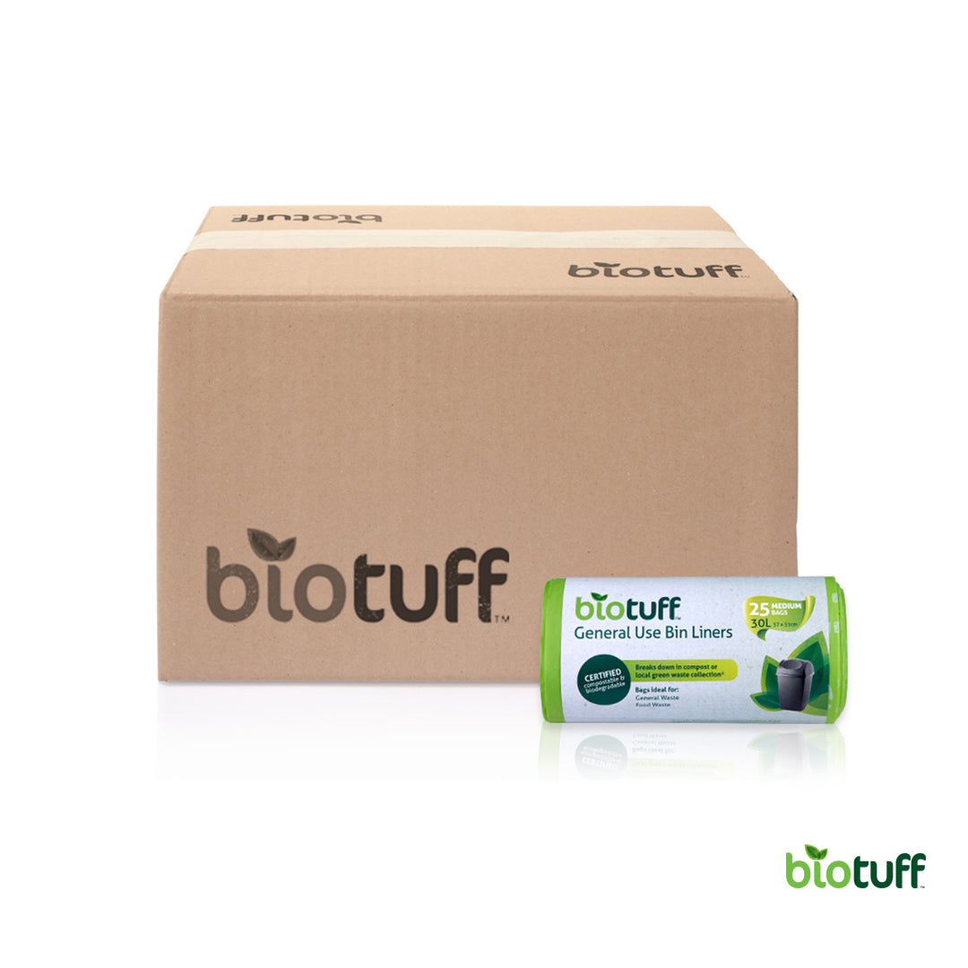 General Use Bin Liners - Medium 30 Litre (25 Bags Per Roll) - 30 Rolls Per Carton - 750 Bags