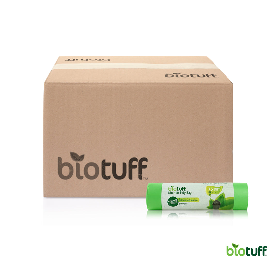 8L Small Kitchen Tidy Bin Liners (75 Bags Per Roll) 16 Rolls Per Carton - 1200 Bags
