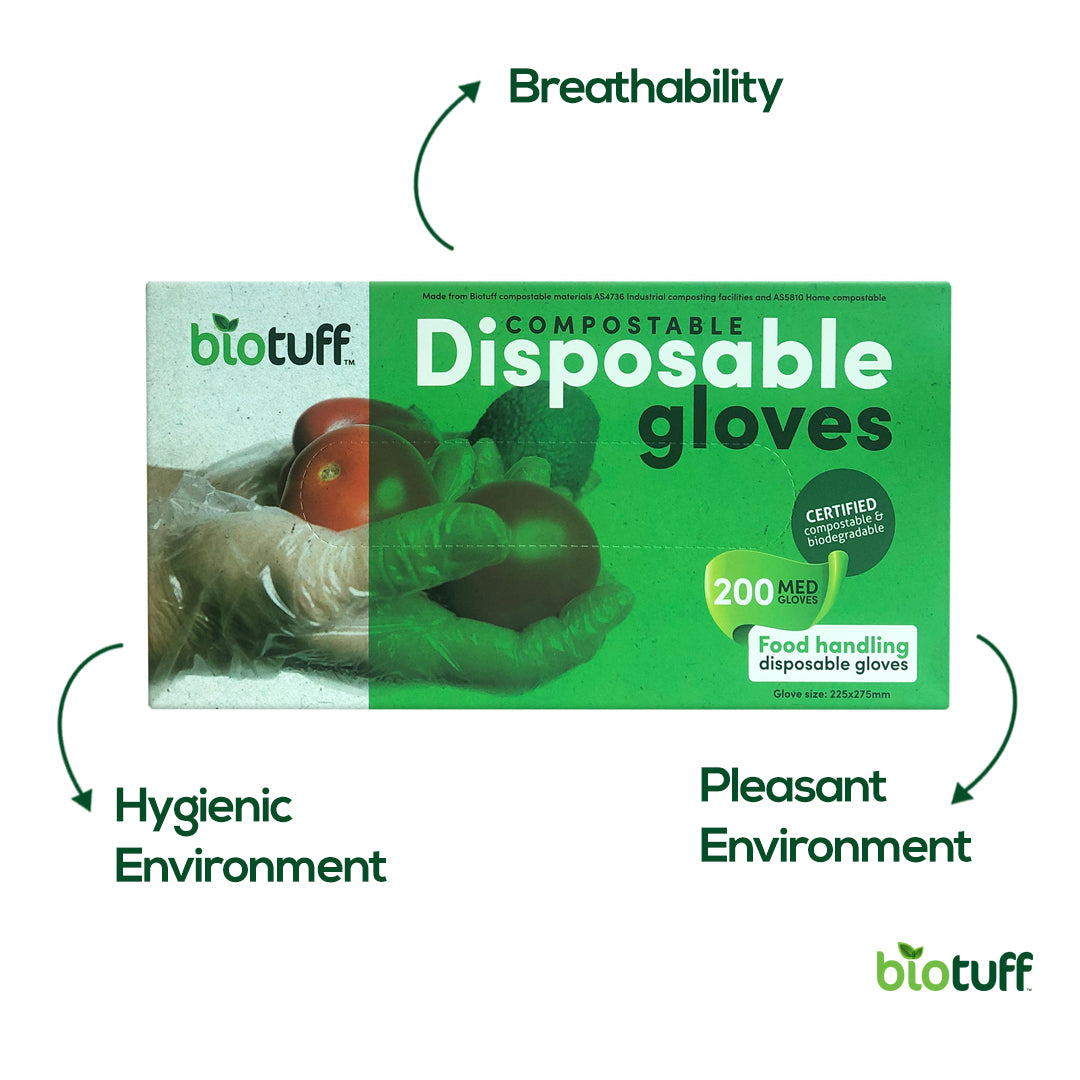 Compostable Disposable Kitchen Gloves - Medium Size