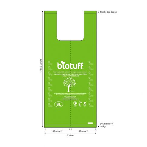 8L Kitchen Tidy Bin Liner with Handles (75 bags) - Home Compostable