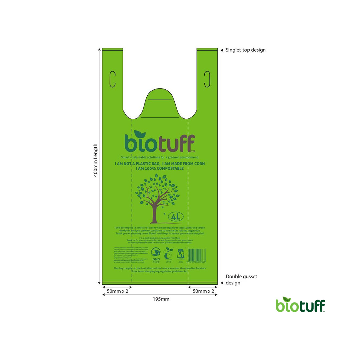 Biodegradable Small Singlet Retail Bags 4L Capacity - Carton Of 1000 Bags