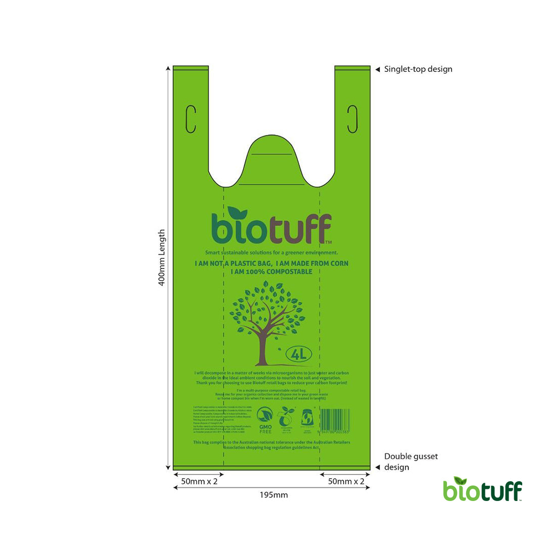 Biodegradable Small Singlet Retail Bags 4L Capacity - 100 Bags