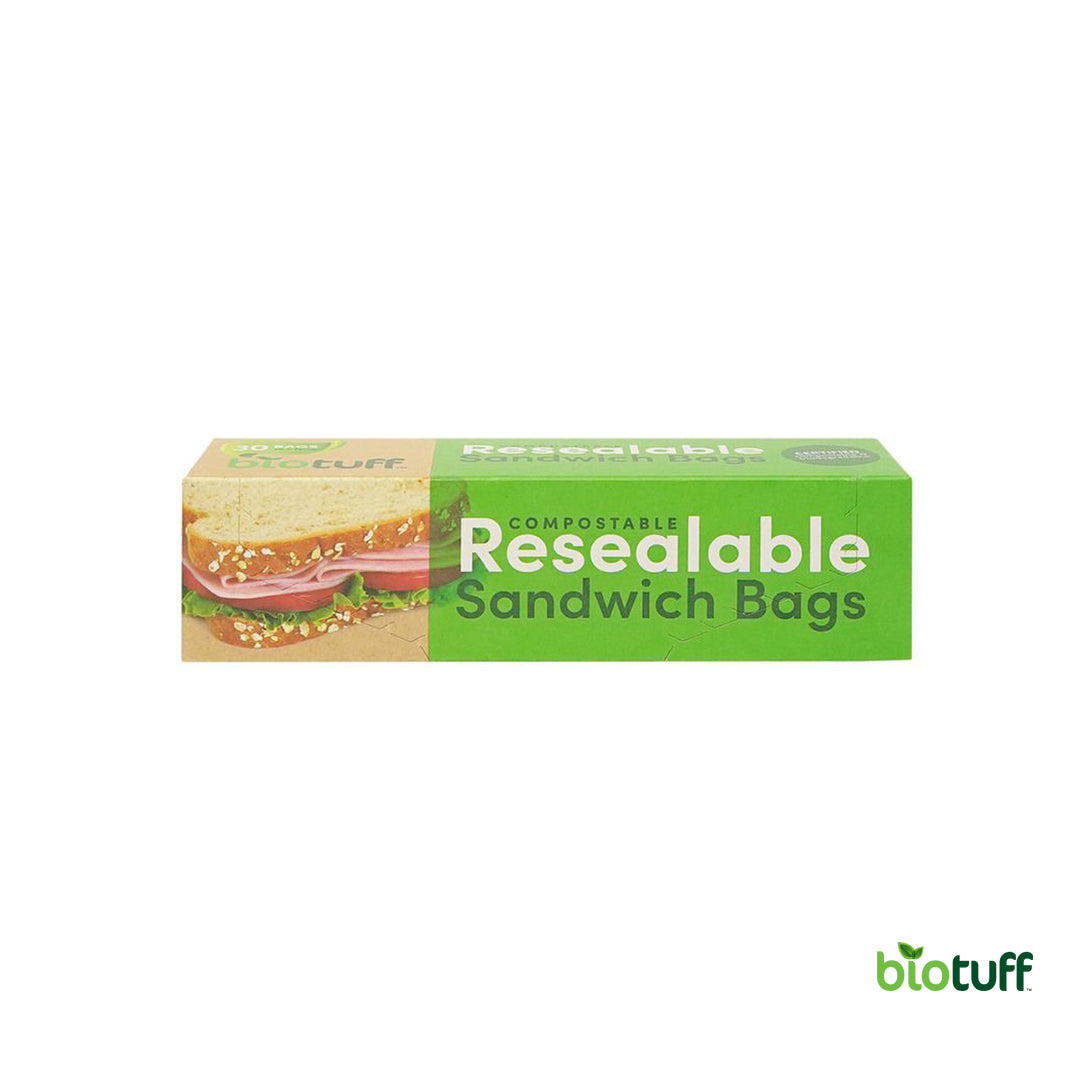 Biodegradable Resealable Sandwich Zip Lock Bags (30 Bags Per Box) Carton Of 24 Boxes - 720 Bags