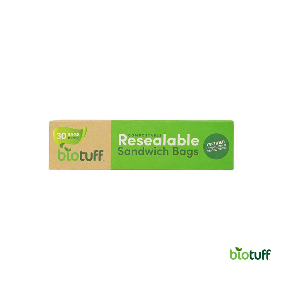 Biodegradable Resealable Sandwich Zip Lock Bags (30 Bags Per Box) Carton Of 24 Boxes - 720 Bags