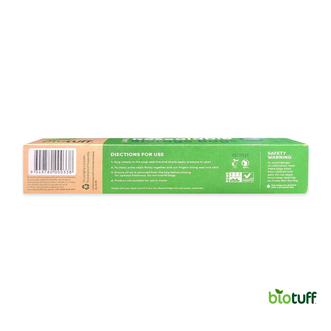 Large Biodegradable Resealable Sandwich Zip lock Bags - 20 pack - 24 Units Per Carton - 480 Bags