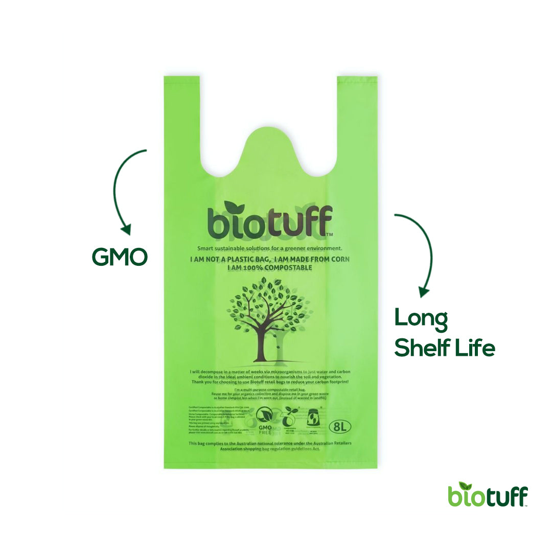 Biodegradable Medium Singlet Retail Bags 8L Capacity - Carton Of 1000 Bags