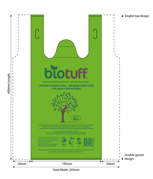 Biodegradable Small Singlet Retail Bags 4L Capacity - 100 Bags