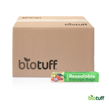 Biodegradable Resealable Sandwich Ziplock Bags Large (27x28cm) 20 Bags Per Box Carton Of 24 Boxes - 480 Bags Per Carton