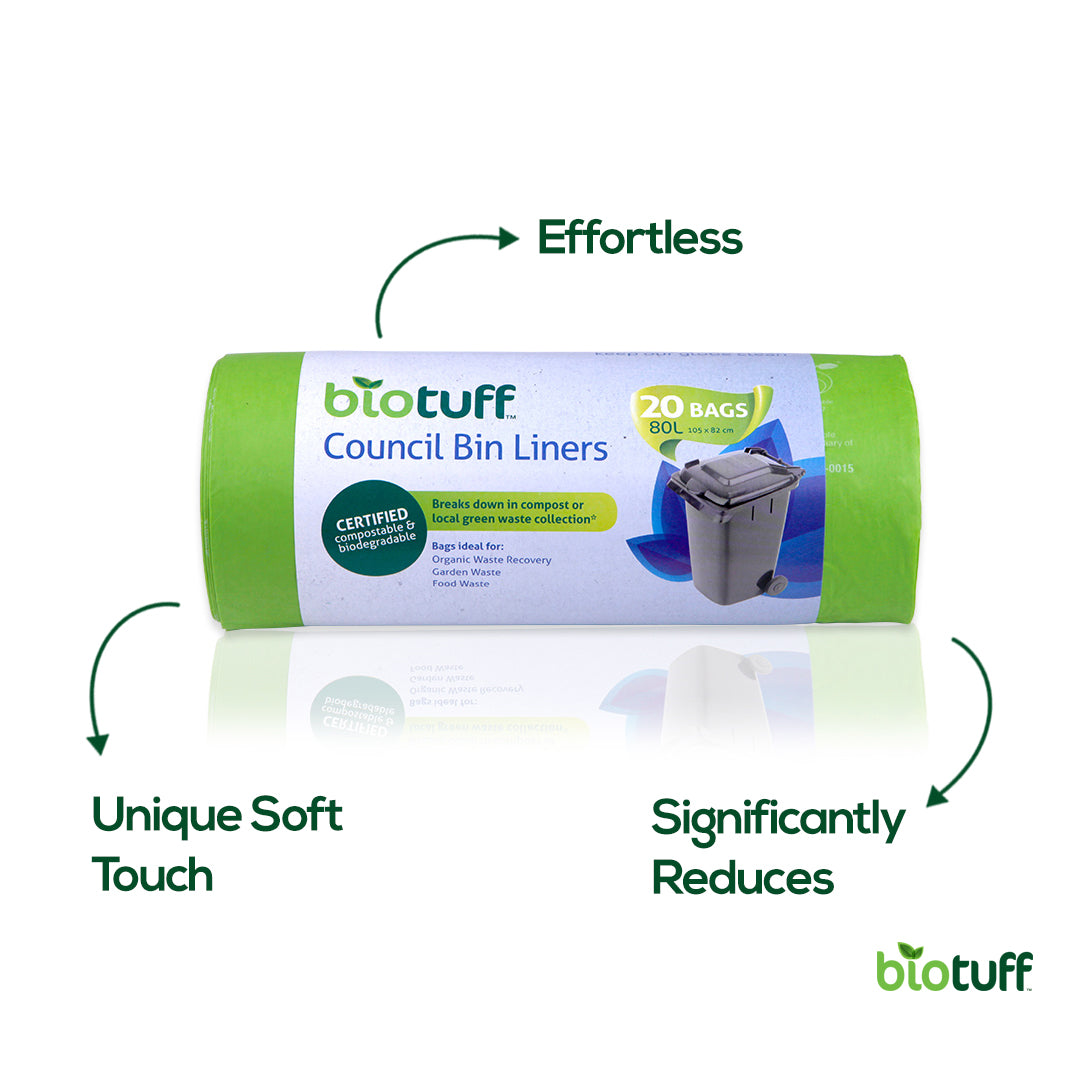 Council Bin Liner - 80 Litre (20 Bags Per Roll) – Biotuff
