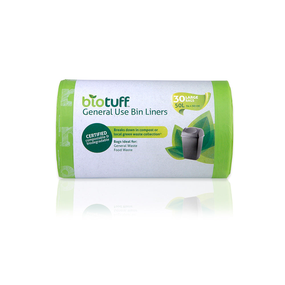 30L Bin Bags | Home Compostable, General Use Bin Liners (25 bags) – Biotuff