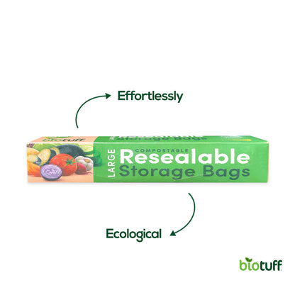 Biodegradable Resealable Sandwich Zip Lock Bags Large Size (27x28cm) 20 Bags Per Box