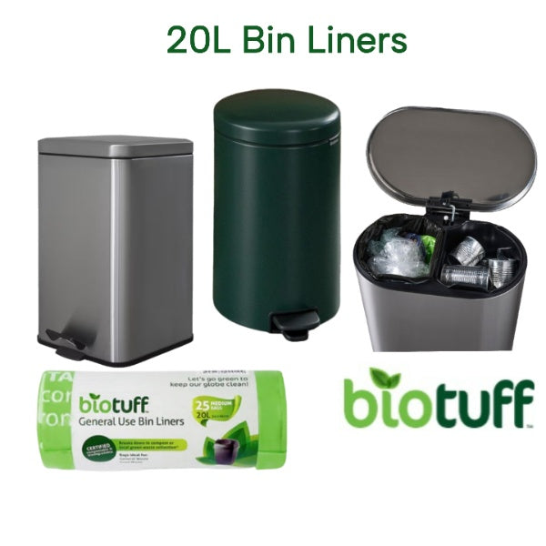 General Use Bin Liners - Medium 20 Litre (25 Bags Per Roll) - 30 Rolls Per Carton - 750 Bags