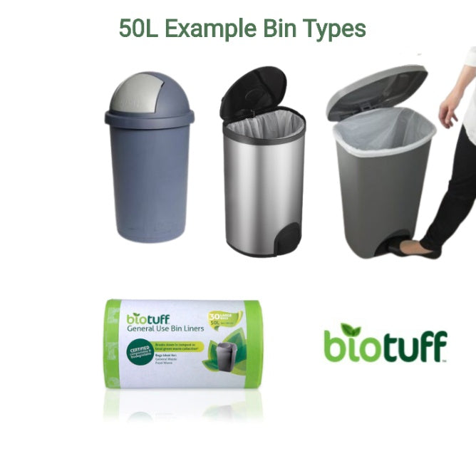 50L General Use Bin Liners (30 bags) - Home Compostable