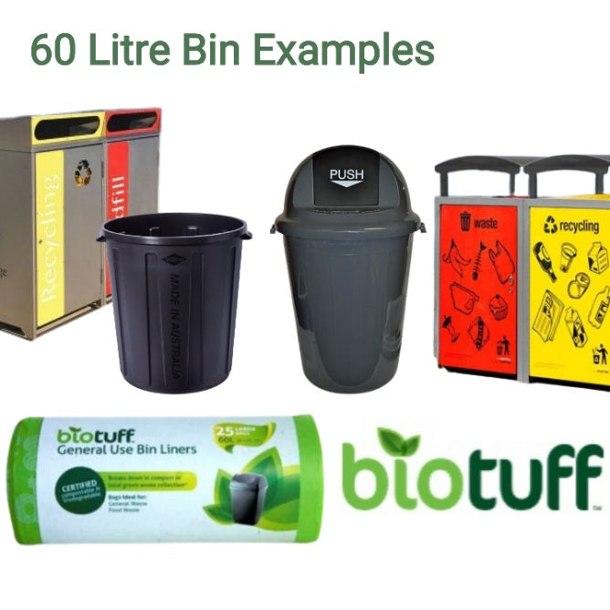 General Use Bin Liners - Large 60 Litre (25 Bags Per Roll) - 20 Rolls Per Carton - 500 Bags