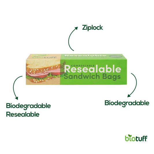 Biodegradable Resealable Sandwich Zip Lock (18x17cm) 30 Bags Per Box
