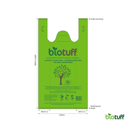 Biodegradable Medium Singlet Retail Bags - 8L Capacity - 100 Bags