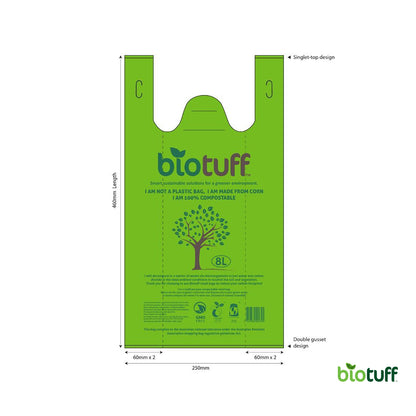Biodegradable Medium Singlet Retail Bags 8L Capacity - Carton Of 1000 Bags
