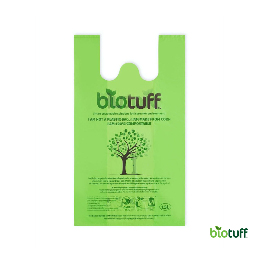 Biodegradable Large Singlet Retail Bags 15L Capacity - Carton of 500 Bags