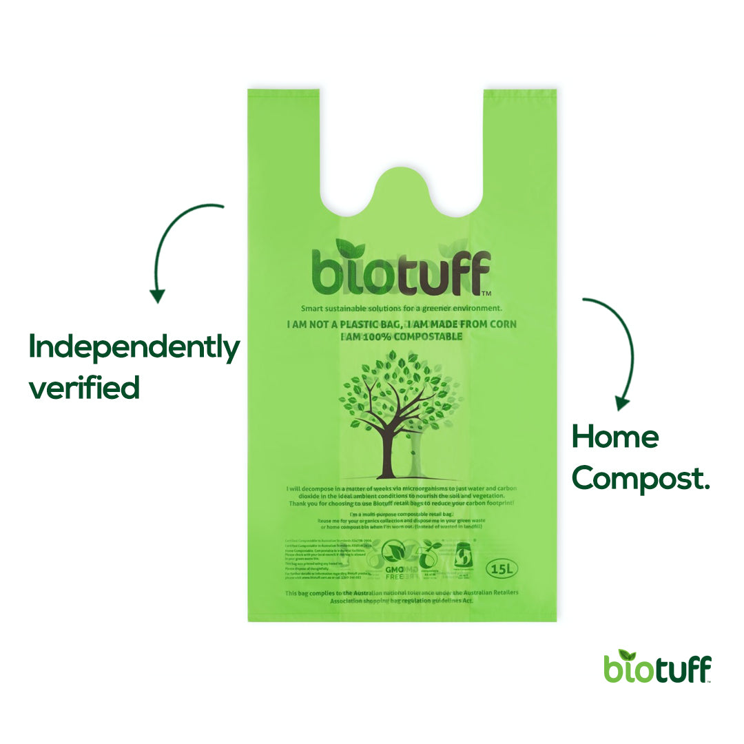 Biodegradable Singlet Retail Bags 15L Capacity Bag Size - 100 Bags 
